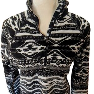 Eddie Bauer White Black Pullover Fleece Jacket Size Medium